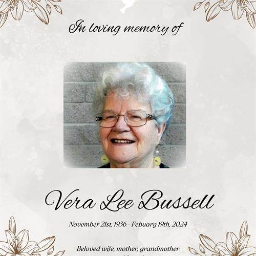 Vera Lee Bussell's obituary , Passed away on February 19, 2024 in University Place, Washington