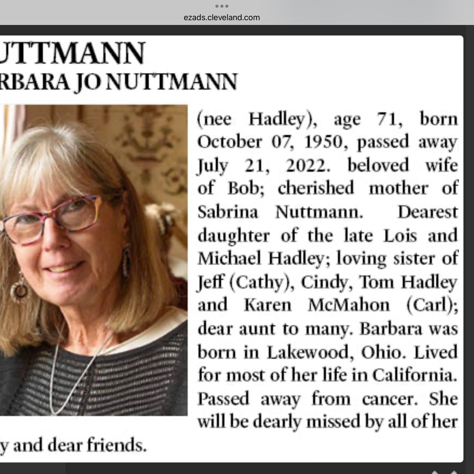 Barbara Jo (Hadley) Nuttmann