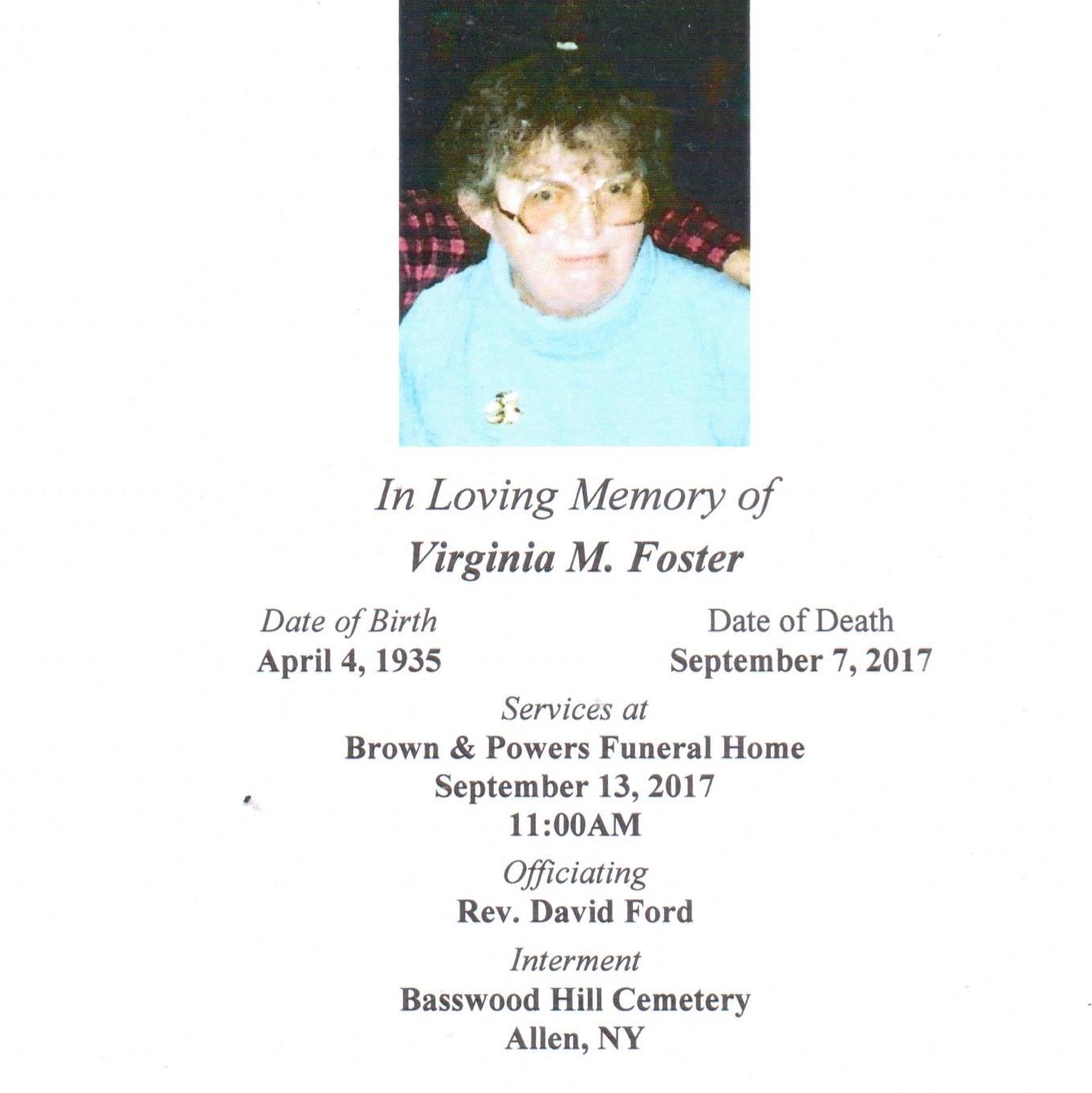Virginia Mae Foster Obituary