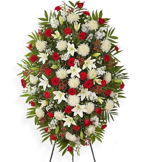 Arrangement sur pied rouge & blanc