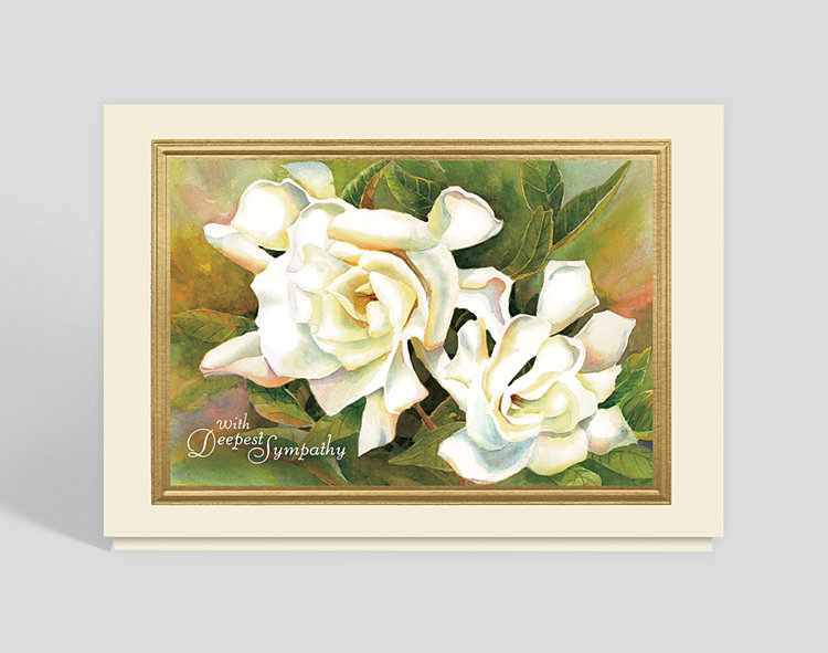 Serene Gardenia Sympathy Card - Greeting Cards