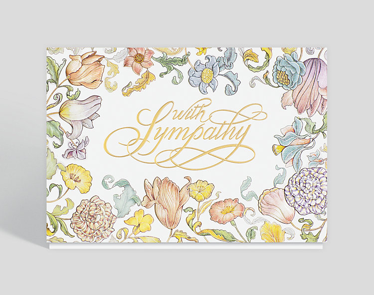 Floral Border Sympathy Card - Greeting Cards