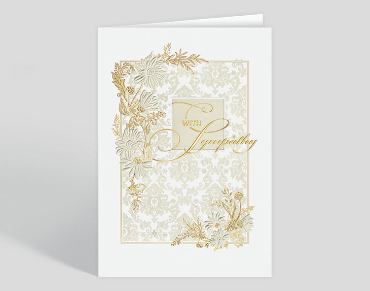 Floral Damask Sympathy Card - Greeting Cards